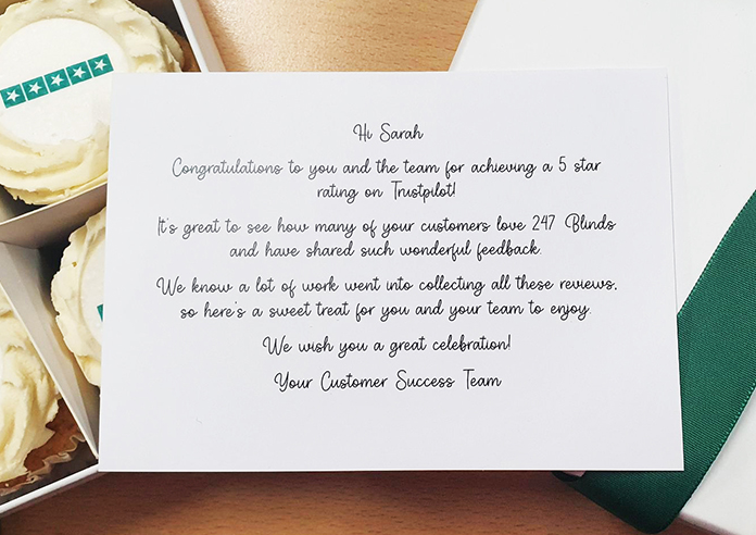 A personal message from Trustpilot to 247 blinds