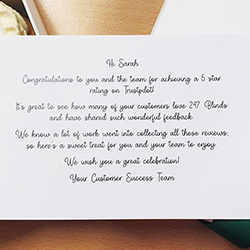A personal message from Trustpilot to 247 blinds