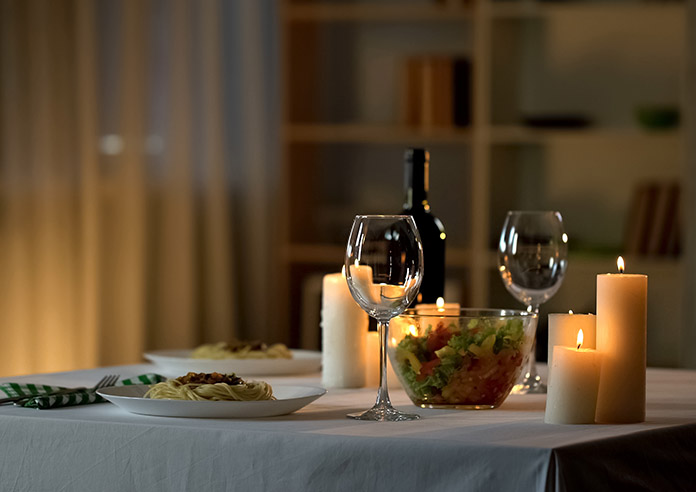 Romantic table in a dining room