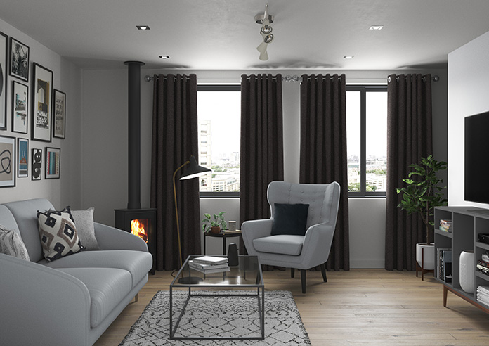 black curtain in a living room