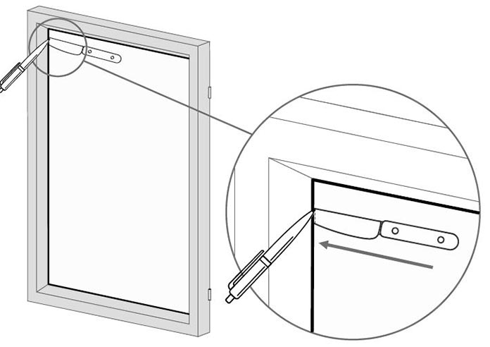 An image showing a knife slide under the rubber seal, with a pen ready to mark the depth.