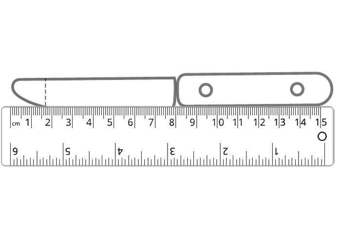 An icon showing the knife measured next to a ruler.  The depth has been marked off.