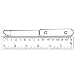 An icon showing the knife measured next to a ruler.  The depth has been marked off.