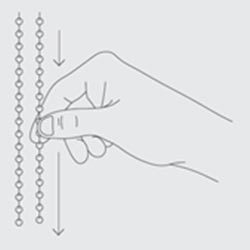 a graphic showing how to align a chain controlled vertical blind