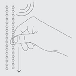 a graphic showing how to align a chain controlled vertical blind