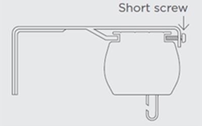 an icons showing how to secure a face fix headrail to a vertical blind