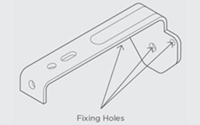 a vertical face fix icons showing where to screw the holes