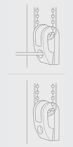An icon showing how to screw a vertical p clip to a wall