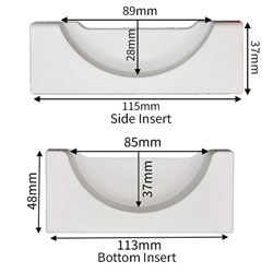 Diagram showing the spacing for a roman blind bracket