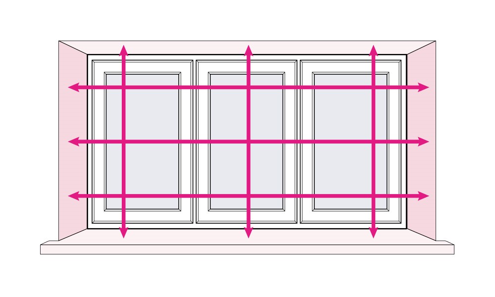 A graphic showing how to measure for an recess fitted blind